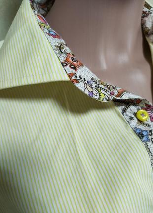 Стильная желтая в полоску с цветочной отделкой рубашка oscar3 фото
