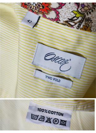 Стильная желтая в полоску с цветочной отделкой рубашка oscar5 фото