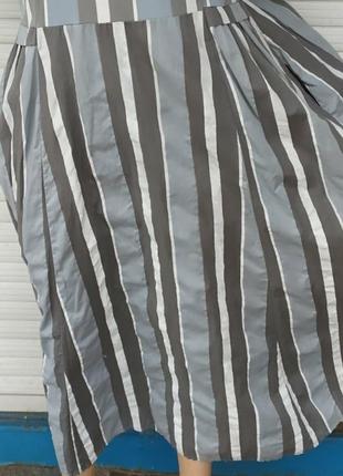 Итальянское платье в полоску с комбанацией из двух видов тканей, с карманами7 фото