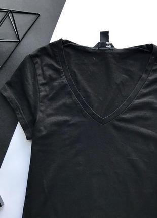 👚отпадная чёрная футболка с вырезом/облегающая чёрная базовая футболка👚2 фото