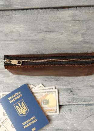 Кожаный кошелек с ручкой2 фото
