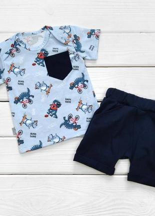 Детский комплект для мальчика, шорты и футболка , 68 - 86 см