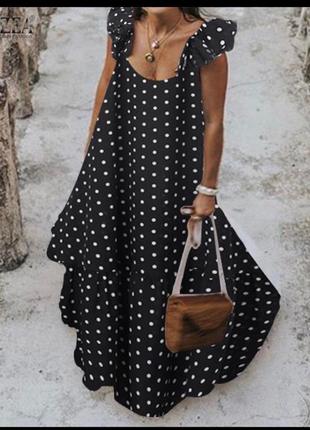 Платье в пол софт принт свободного кроя