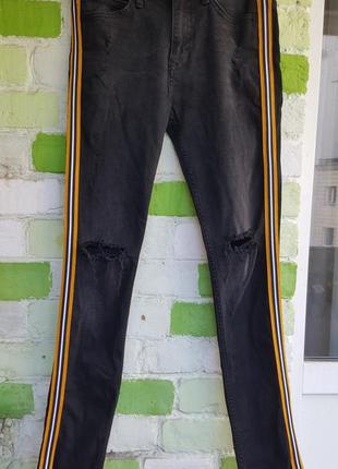 Стильные джинсы с лампасами ashesd ace stripe black