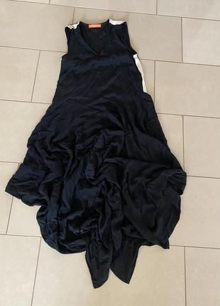 Ассиметричное шёлк  дизайнерское фактурное платье размер s/m