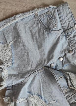 Zara шорты джинсовые голубые рваные с потёртостями размер 38 м -28 новые! высокая посадка9 фото