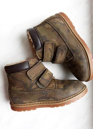Утепленные кожаные ботинки на липучках next 28/ uk10 камуфляж