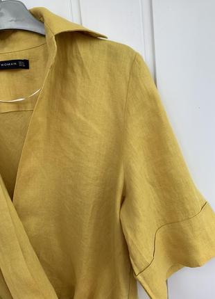 Zara яркая блуза из 100% льна размер м, с9 фото