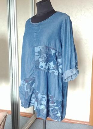 Итальянский стиль блуза туника рубашка лиоцел бохо3 фото