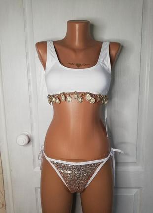 Купальник белый комбенированный новый