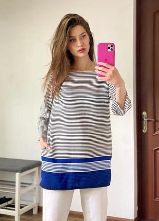 Удлинённая полосатая блуза с карманами zara