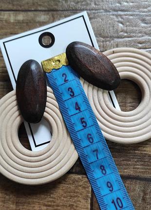 Серьги серёжки сережки деревянные натуральные этно летние беж нюд