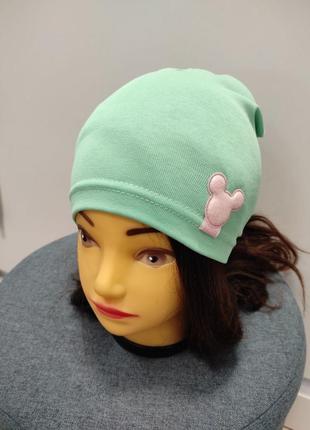 Шапочка одношарова kiri (трикотаж) р. 52, 48 колір м'ята