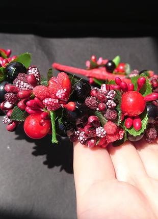 Обруч віночок з квітами с цветами ручна робота4 фото