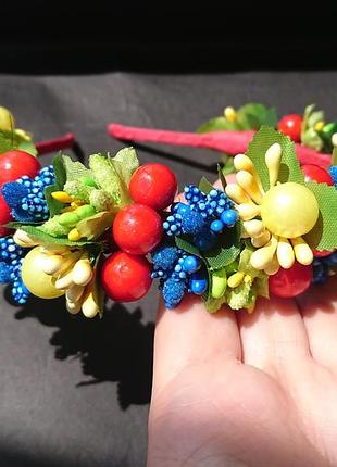 Обруч віночок з квітами з квітами ручна робота