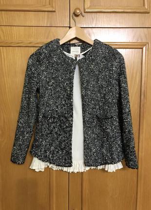 Шерстяной твидовый жакет , zara wool1 фото