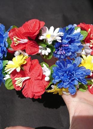 Обруч віночок з квітами з квітами ручна робота3 фото
