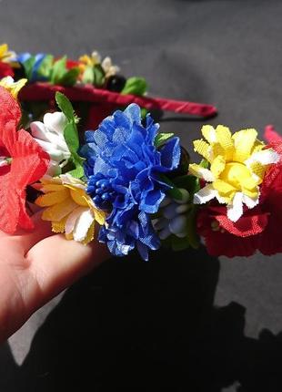 Обруч віночок з квітами с цветами ручна робота
