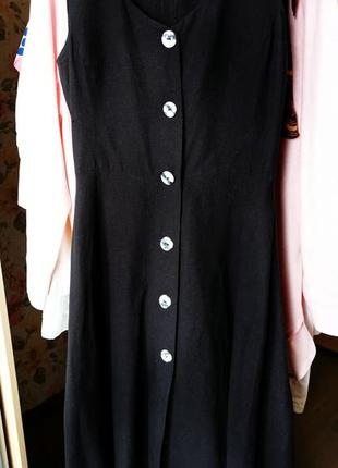 Платье женское льняное чёрное