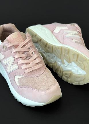 Кроссовки женские new balance 580 pink розовые/белые (нью баланс, кросівки)5 фото