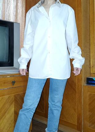 Белая рубашка свободного покроя оверсайз oversize burberry3 фото