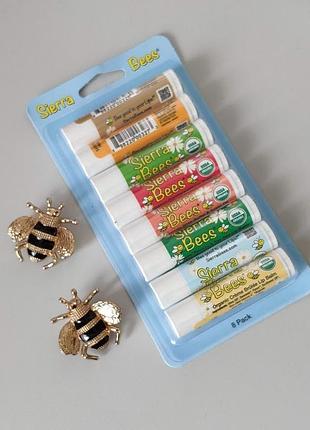 Набір. органічний бальзам, гігієнічна помада для губ sierra bees 8шт