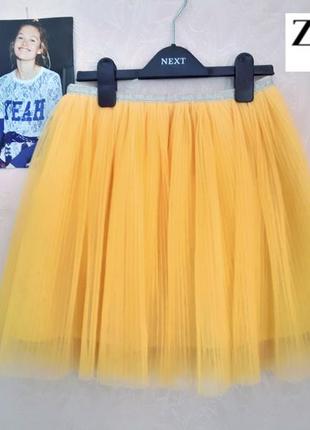 Яркая фатиновая юбка плиссе на коттоновой подкладке zara girls 13-14лет2 фото