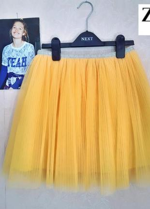 Яркая фатиновая юбка плиссе на коттоновой подкладке zara girls 13-14лет8 фото