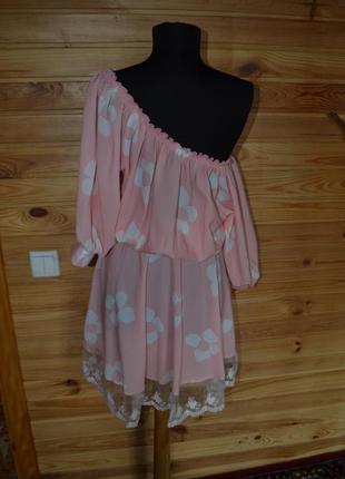 Платье розовое кружево2 фото