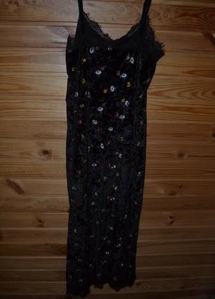 Платье цветы бархатное черное asos4 фото