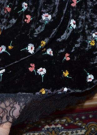 Платье цветы бархатное черное asos2 фото