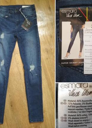 Классные стильные джинсы с потёртостями esmara, р. 34, замеры на фото1 фото