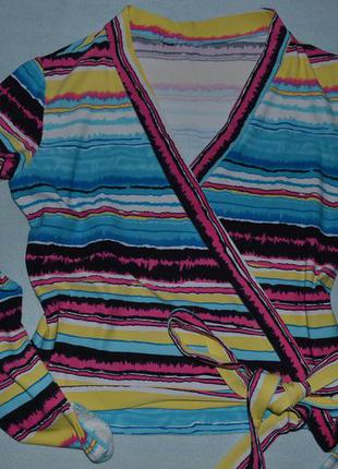 Яркая блузочка с запахом и завязками ( турция )