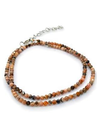 🌸✨ короткий кольє-намисто чокер р. 40 см +5 см натуральний камінь родохрозит низький бісер