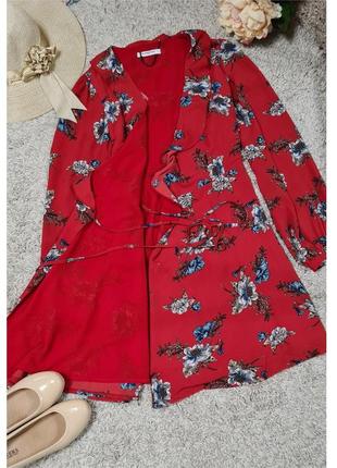 Шифоновое короткое платье с рюшами на запах glamorous/цветочный принт2 фото