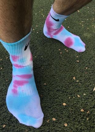 Набір 5 пар nike tie-dye  високі найк шкарпетки кольрові3 фото