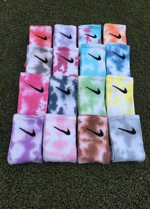 Набір 5 пар nike tie-dye  високі найк шкарпетки кольрові4 фото