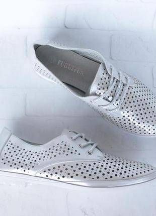 Перфорированные туфли на шнурках, оксфорды, мокасины 36, 37, 39 размера с кожаной серединой1 фото