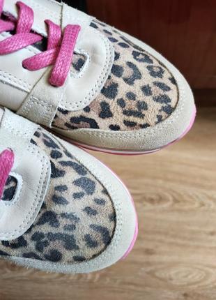 Кожаные кроссовки бежевые с леопардовым принтом натуральная кожа pantofola d'oro4 фото
