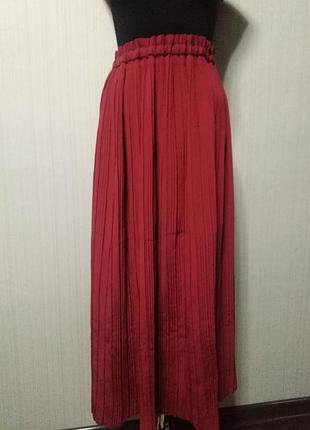 Спідниця бордо темний червоний плісе міді максі