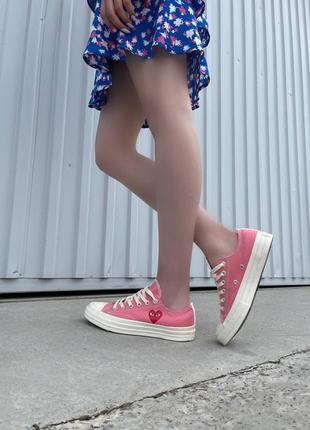 converse 169795C comme garcons product кеди низькі конверсвы рожеві з сердечком 💕