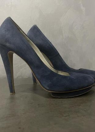 Синие замшевые туфли