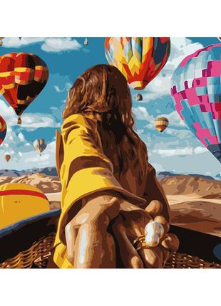 Картина за номерами дівчина з повітряними кульками нік