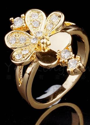 🏵кільце позолочене квітка, нове, 19р.! арт. 3317