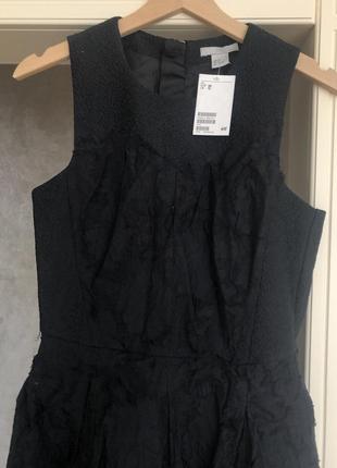 Чорне чорне плаття плаття h&m короткий міді шикарне на підкладці мереживо мереживну4 фото