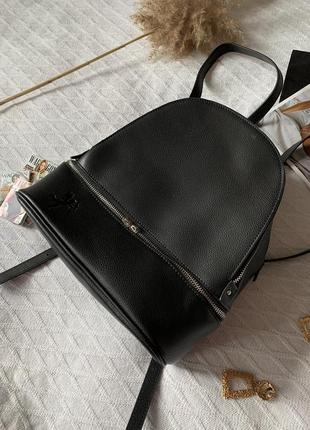 Швейцарський шкіряний рюкзак чорний angelo fortuna1 фото
