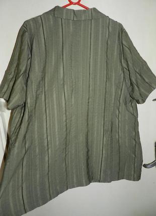 Блузка,лёгкий-жакет с карманами и коротким рукавом,хаки,большого размера,батал6 фото