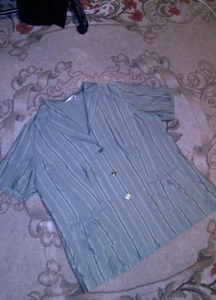 Блузка,лёгкий-жакет с карманами и коротким рукавом,хаки,большого размера,батал7 фото
