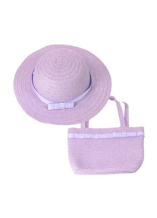 Детская соломенная летняя шляпа и сумочка2 фото