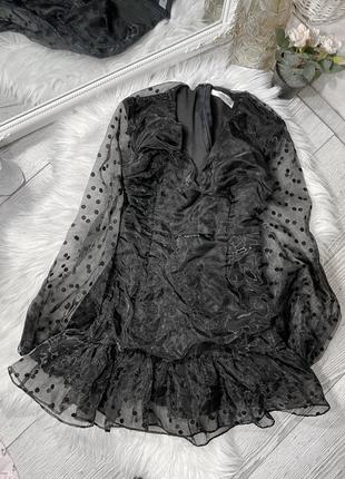 Чёрное платье в горох5 фото